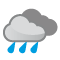 C&eacute;u encoberto com chuva moderada